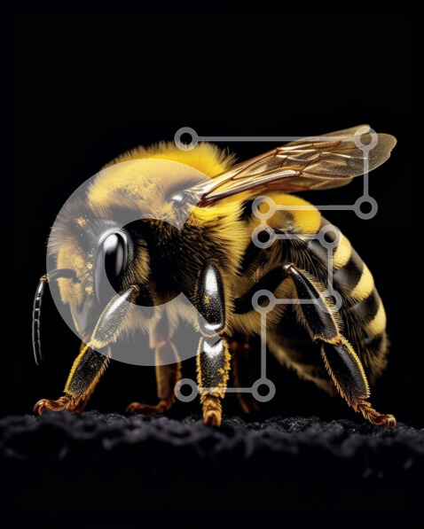 Intra Συλλεκτικό Ξύλινο Παζλ Plywood  4mm - Κοντινό πλάνο μιας μέλισσας σε μαύρο φόντο Σε Ξύλινο Κουτί - Διαστάσεις: 10x10 cm – 25 κομμάτια