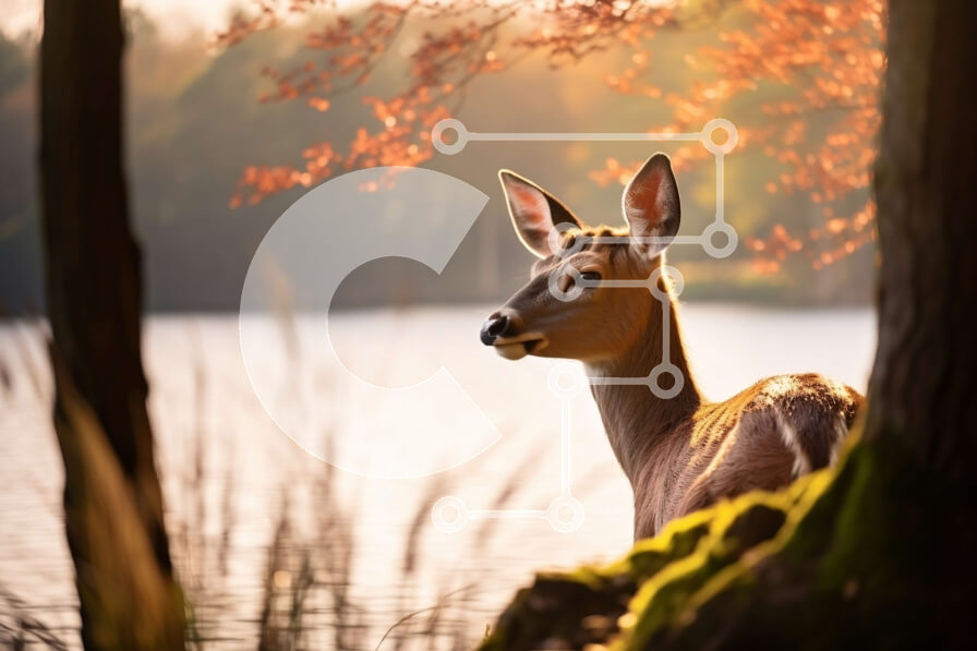 Intra Συλλεκτικό Ξύλινο Παζλ Plywood  4mm - Όμορφη εικόνα ενός ελαφιού στη φύση Σε Ξύλινο Κουτί - Διαστάσεις: 10x10 cm – 25 κομμάτια