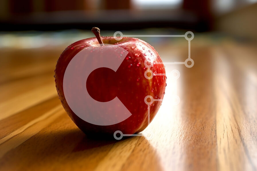 Σετ των 2 Intra Συλλεκτικό Ξύλινο Παζλ Plywood  4mm - Τραγανό και ζουμερό κόκκινο μήλο σε ένα ρουστίκ ξύλινο τραπέζι Σε Ξύλινο Κουτί - Διαστάσεις: 10x10 cm – 25 κομμάτια