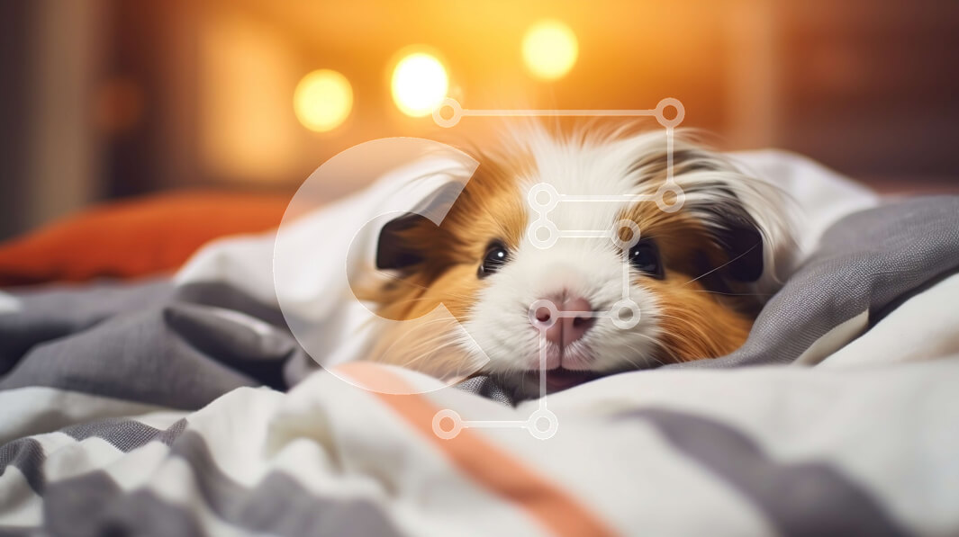 Intra Συλλεκτικό Ξύλινο Παζλ Plywood  4mm - Αξιολάτρευτη εικόνα ενός περίεργου ινδικού χοιριδίου σε ένα άνετο κρεβάτι Σε Ξύλινο Κουτί - Διαστάσεις: 10x10 cm – 25 κομμάτια