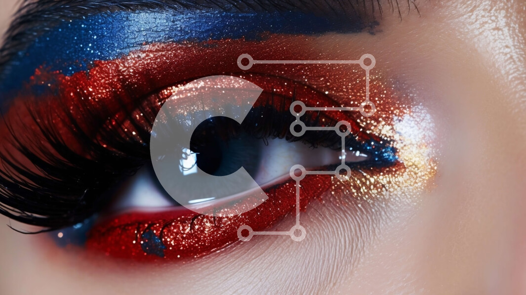 Σετ των 2 Intra Συλλεκτικό Ξύλινο Παζλ Plywood  4mm - Κοντινό πλάνο γυναικείου ματιού με έντονο μακιγιάζ Σε Ξύλινο Κουτί - Διαστάσεις: 10x10 cm – 25 κομμάτια