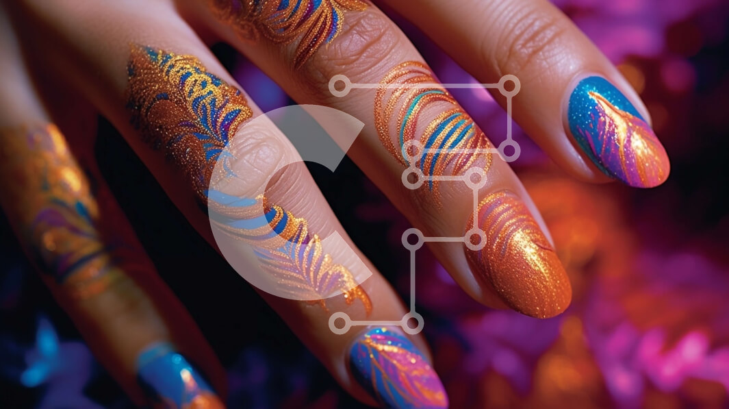 Intra Συλλεκτικό Ξύλινο Παζλ Plywood  4mm - Υπέροχο floral σχέδιο νυχιών σε γυναικείο χέρι Σε Ξύλινο Κουτί - Διαστάσεις Puzzle: 10x10 cm – 25 κομμάτια