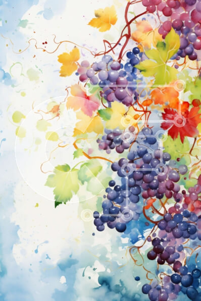 Intra Συλλεκτικό Ξύλινο Παζλ Plywood  4mm - Πολύχρωμη ζωγραφιά σταφυλιών με πιτσιλιές ακουαρέλας Σε Ξύλινο Κουτί - Διαστάσεις Puzzle: 10x10 cm – 25 κομμάτια