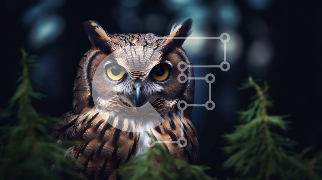 Intra Συλλεκτικό Ξύλινο Παζλ Plywood  4mm - Κουκουβάγια στο δάσος με έντονο βλέμμα Σε Ξύλινο Κουτί - Διαστάσεις: 10x10 cm – 25 κομμάτια