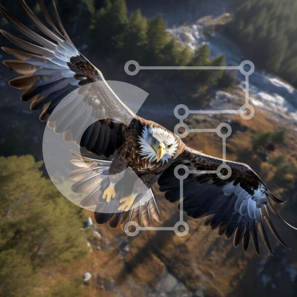 Intra Συλλεκτικό Ξύλινο Παζλ Plywood  4mm - Μεγαλοπρεπής φαλακρός αετός σε πτήση Σε Ξύλινο Κουτί - Διαστάσεις: 10x10 cm – 25 κομμάτια