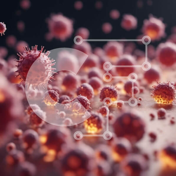 Intra Συλλεκτικό Ξύλινο Παζλ Plywood  4mm - Ροζ ιοί που επιπλέουν στον αέρα - Ιατρική έννοια Σε Ξύλινο Κουτί - Διαστάσεις Puzzle: 10x10 cm – 25 κομμάτια