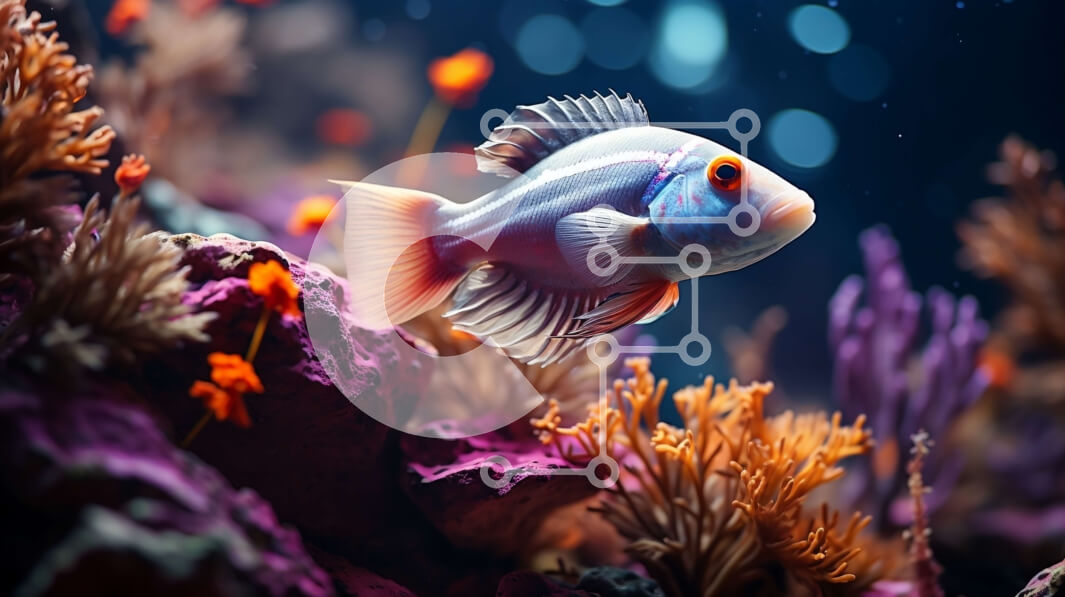 Intra Συλλεκτικό Ξύλινο Παζλ Plywood  4mm - Πολύχρωμα ψάρια που κολυμπούν στον κοραλλιογενή ύφαλο Σε Ξύλινο Κουτί - Διαστάσεις: 10x10 cm – 25 κομμάτια