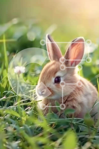 Σετ των 2 Intra Συλλεκτικό Ξύλινο Παζλ Plywood  4mm - Καφέ λαγουδάκι στο γρασίδι με πικραλίδες Σε Ξύλινο Κουτί - Διαστάσεις: 10x10 cm – 25 κομμάτια