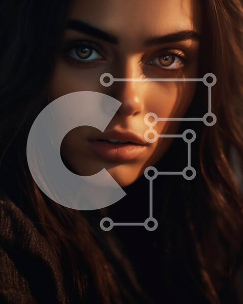 Intra Συλλεκτικό Ξύλινο Παζλ Plywood  4mm - Σοβαρή γυναίκα με μακριά σκούρα μαλλιά που φορά ένα μαύρο πουλόβερ Σε Ξύλινο Κουτί - Διαστάσεις Puzzle: 10x10 cm – 25 κομμάτια