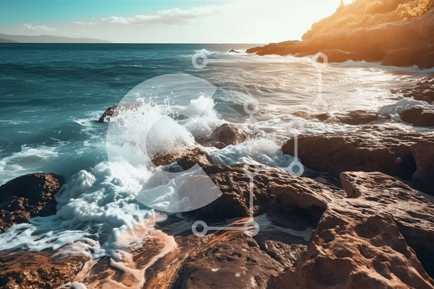 Intra Συλλεκτικό Ξύλινο Παζλ Plywood  4mm - Εκπληκτική εικόνα μιας βραχώδης ακτής στο ηλιοβασίλεμα Σε Ξύλινο Κουτί - Διαστάσεις: 10x10 cm – 25 κομμάτια