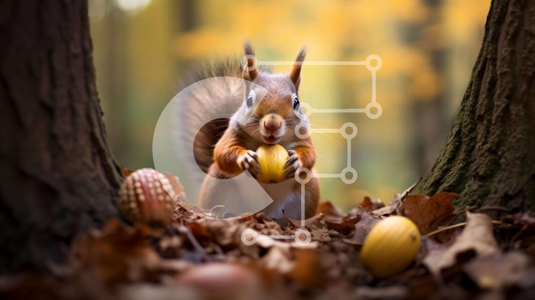 Intra Συλλεκτικό Ξύλινο Παζλ Plywood  4mm - Σκίουρος που τρώει το πασχαλινό αυγό στο δάσος Σε Ξύλινο Κουτί - Διαστάσεις: 10x10 cm – 25 κομμάτια