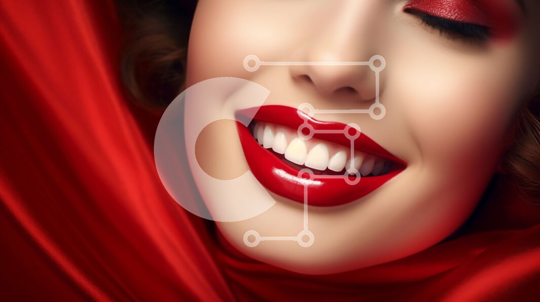 Intra Συλλεκτικό Ξύλινο Παζλ Plywood  4mm - Πανέμορφη γυναίκα με κόκκινο μακιγιάζ που χαμογελά για την κάμερα Σε Ξύλινο Κουτί - Διαστάσεις Puzzle: 10x10 cm – 25 κομμάτια