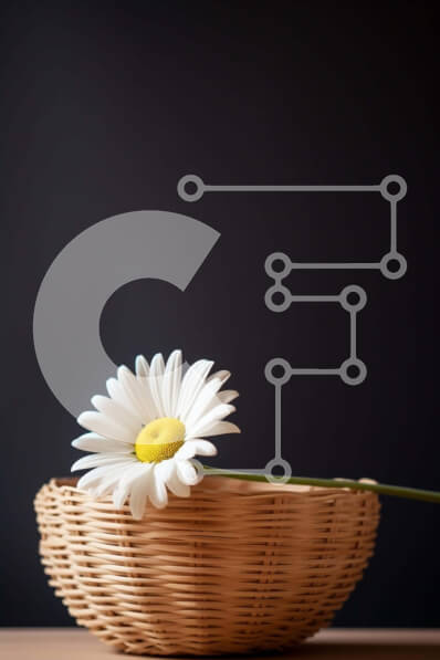 Σετ των 2 Intra Συλλεκτικό Ξύλινο Παζλ Plywood  4mm - Μονή Λευκή Μαργαρίτα σε ψάθινο καλάθι σε σκούρο ξύλινο δάπεδο Σε Ξύλινο Κουτί - Διαστάσεις: 10x10 cm – 25 κομμάτια