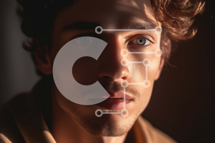 Intra Συλλεκτικό Ξύλινο Παζλ Plywood  4mm - Πορτρέτο ενός όμορφου νεαρού άνδρα με σγουρά μαλλιά και γένια Σε Ξύλινο Κουτί - Διαστάσεις Puzzle: 10x10 cm – 25 κομμάτια