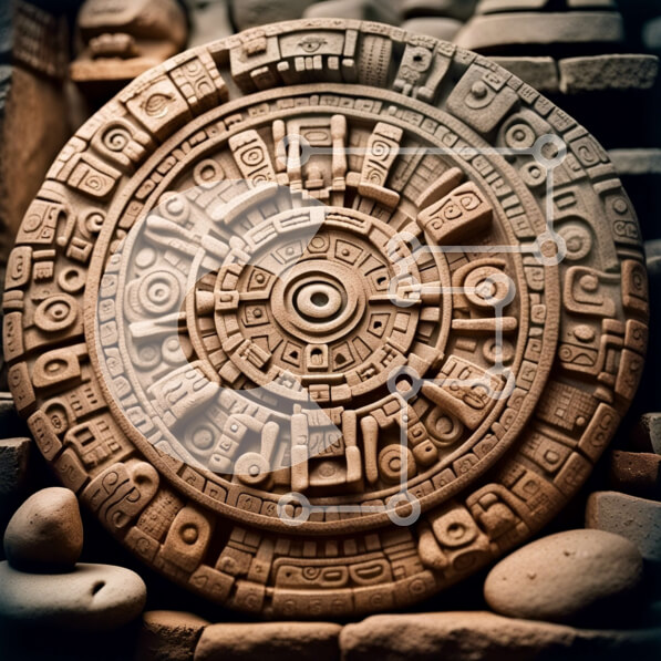 Intra Συλλεκτικό Ξύλινο Παζλ Plywood  4mm - Μυστηριώδης εικόνα ενός αρχαίου ημερολογίου των Μάγια Σε Ξύλινο Κουτί - Διαστάσεις Puzzle: 10x10 cm – 25 κομμάτια