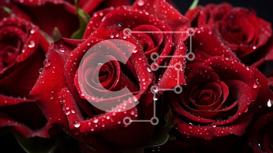 Intra Συλλεκτικό Ξύλινο Παζλ Plywood  4mm - Εκπληκτική εικόνα από κοντά κόκκινα τριαντάφυλλα με σταγονίδια νερού Σε Ξύλινο Κουτί - Διαστάσεις: 10x10 cm – 25 κομμάτια