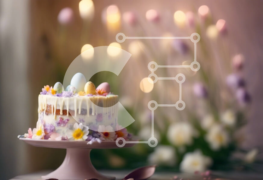 Σετ των 2 Intra Συλλεκτικό Ξύλινο Παζλ Plywood  4mm - Ροζ κέικ με λευκό πάγωμα, πολύχρωμα αυγά και λουλούδια Σε Ξύλινο Κουτί - Διαστάσεις: 10x10 cm – 25 κομμάτια