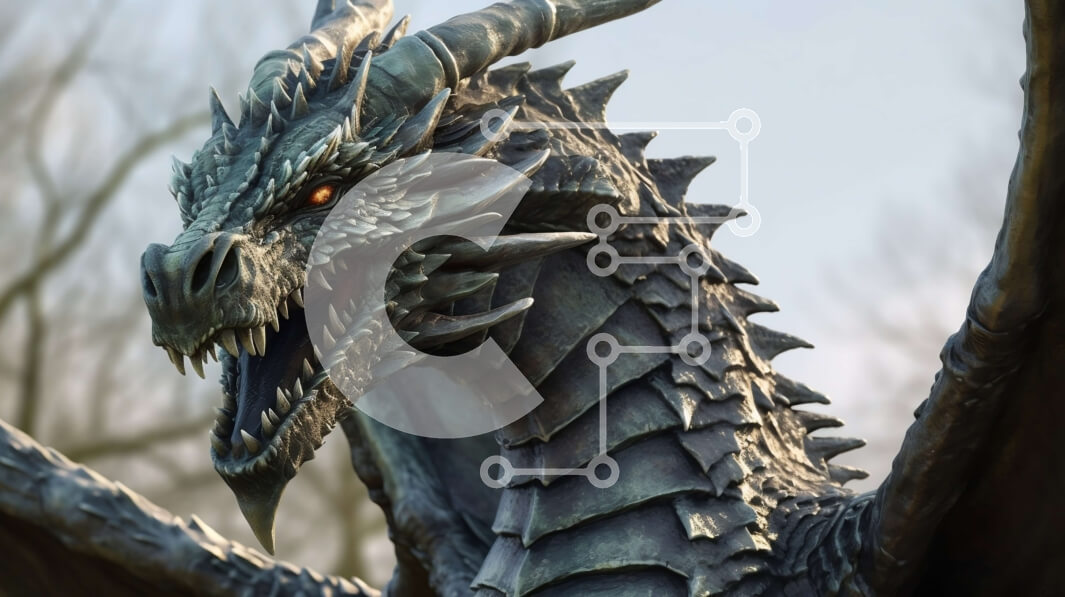 Intra Συλλεκτικό Ξύλινο Παζλ Plywood  4mm - Εκπληκτική εικόνα ενός μαύρου δράκου με κόκκινα μάτια Σε Ξύλινο Κουτί - Διαστάσεις Puzzle: 10x10 cm – 25 κομμάτια