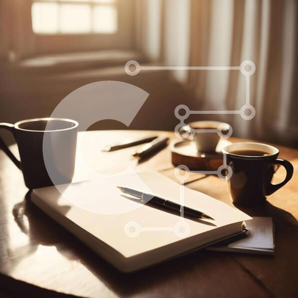 Intra Συλλεκτικό Ξύλινο Παζλ Plywood  4mm - Ξύλινο τραπέζι με φλιτζάνια καφέ και ανοιχτό σημειωματάριο Σε Ξύλινο Κουτί - Διαστάσεις: 10x10 cm – 25 κομμάτια