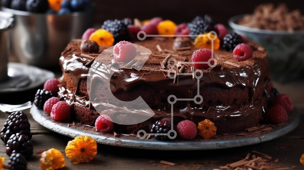 Σετ των 2 Intra Συλλεκτικό Ξύλινο Παζλ Plywood  4mm - Παρακμιακό κέικ σοκολάτας με φρέσκα μούρα και τρίμματα Σε Ξύλινο Κουτί - Διαστάσεις: 10x10 cm – 25 κομμάτια