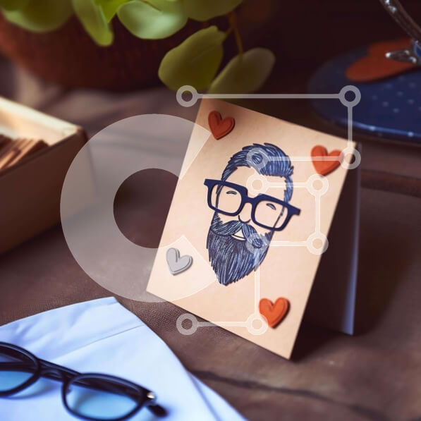 Intra Συλλεκτικό Ξύλινο Παζλ Plywood  4mm - Συγκινητική ευχετήρια κάρτα με ξυρισμένη γενειάδα και καρδιές εικονογράφηση Σε Ξύλινο Κουτί - Διαστάσεις: 10x10 cm – 25 κομμάτια