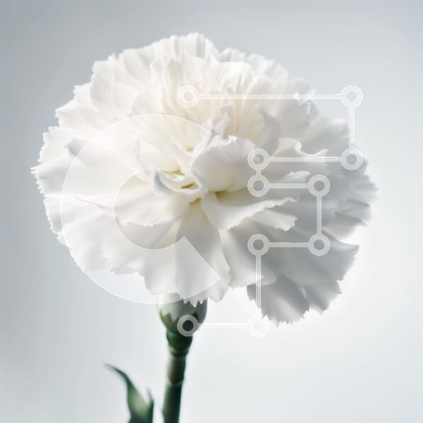 Intra Συλλεκτικό Ξύλινο Παζλ Plywood  4mm - Εκπληκτική εικόνα ενός λευκού λουλουδιού γαρύφαλλου σε γκρι φόντο Σε Ξύλινο Κουτί - Διαστάσεις: 10x10 cm – 25 κομμάτια