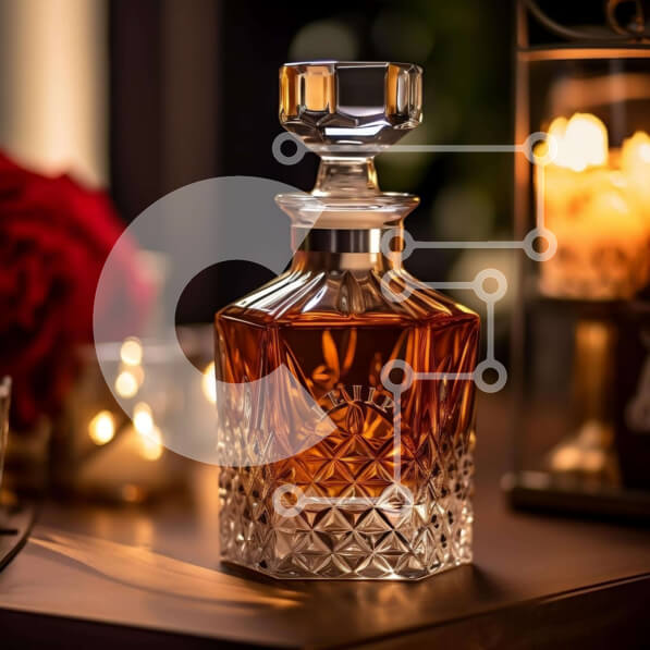 Intra Συλλεκτικό Ξύλινο Παζλ Plywood  4mm - Γυάλινη καράφα και οθόνη μπουκαλιών ουίσκι με κηροπήγια Σε Ξύλινο Κουτί - Διαστάσεις: 10x10 cm – 25 κομμάτια