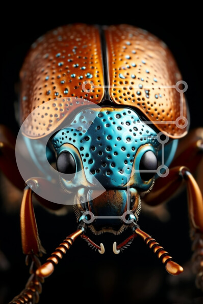 Σετ των 2 Intra Συλλεκτικό Ξύλινο Παζλ Plywood  4mm - Εκπληκτική φωτογραφία από κοντινό πλάνο ενός πολύχρωμου σκαθαριού με μεταλλικές μπλε και πορτοκαλί κηλίδες Σε Ξύλινο Κουτί - Διαστάσεις: 10x10 cm – 25 κομμάτια