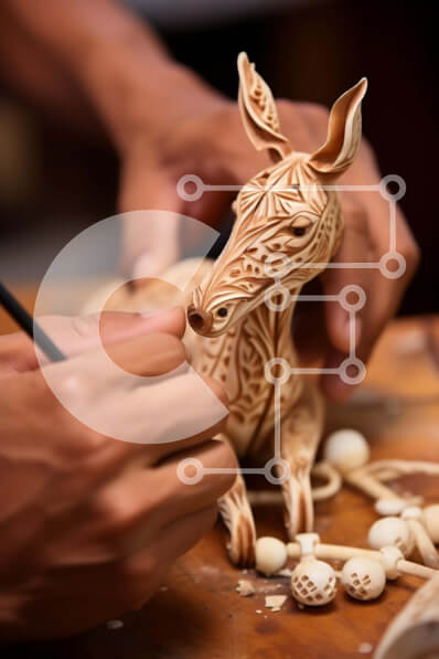 Intra Συλλεκτικό Ξύλινο Παζλ Plywood  4mm - Ξύλινο ειδώλιο ελαφιού περίτεχνα σκαλισμένο Σε Ξύλινο Κουτί - Διαστάσεις Puzzle: 10x10 cm – 25 κομμάτια