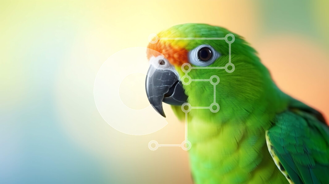 Σετ των 2 Intra Συλλεκτικό Ξύλινο Παζλ Plywood  4mm - Πράσινος και κίτρινος παπαγάλος σε αφηρημένο φόντο Σε Ξύλινο Κουτί - Διαστάσεις: 10x10 cm – 25 κομμάτια