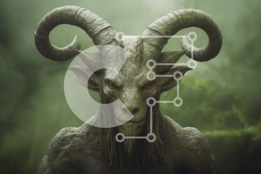 Σετ των 2 Intra Συλλεκτικό Ξύλινο Παζλ Plywood  4mm - Εκφοβιστικό κοντινό πλάνο μιας αρσενικής κατσίκας με μεγάλα κέρατα Σε Ξύλινο Κουτί - Διαστάσεις: 10x10 cm – 25 κομμάτια