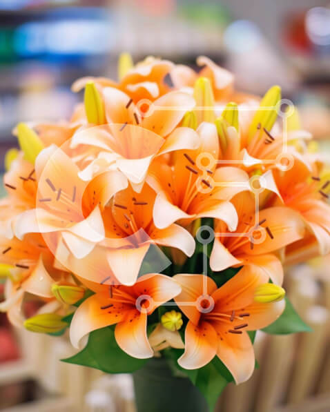 Intra Συλλεκτικό Ξύλινο Παζλ Plywood  4mm - Ζωντανοί πορτοκαλί κρίνοι σε γυάλινο βάζο Σε Ξύλινο Κουτί - Διαστάσεις: 10x10 cm – 25 κομμάτια