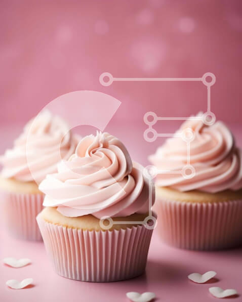 Σετ των 2 Intra Συλλεκτικό Ξύλινο Παζλ Plywood  4mm - Τρία ροζ παγωμένα cupcakes με καρδιές στο τραπέζι Σε Ξύλινο Κουτί - Διαστάσεις: 10x10 cm – 25 κομμάτια