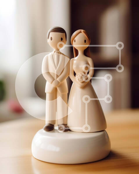 Intra Συλλεκτικό Ξύλινο Παζλ Plywood  4mm - Τοπέρ για γαμήλια τούρτα με ειδώλια νύφης και γαμπρού Σε Ξύλινο Κουτί - Διαστάσεις Puzzle: 10x10 cm – 25 κομμάτια