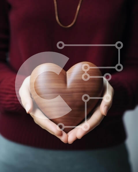 Intra Συλλεκτικό Ξύλινο Παζλ Plywood  4mm - Γυναίκα που κρατά ξύλινο κολιέ καρδιά - σύμβολο αγάπης και στοργής Σε Ξύλινο Κουτί - Διαστάσεις Puzzle: 10x10 cm – 25 κομμάτια