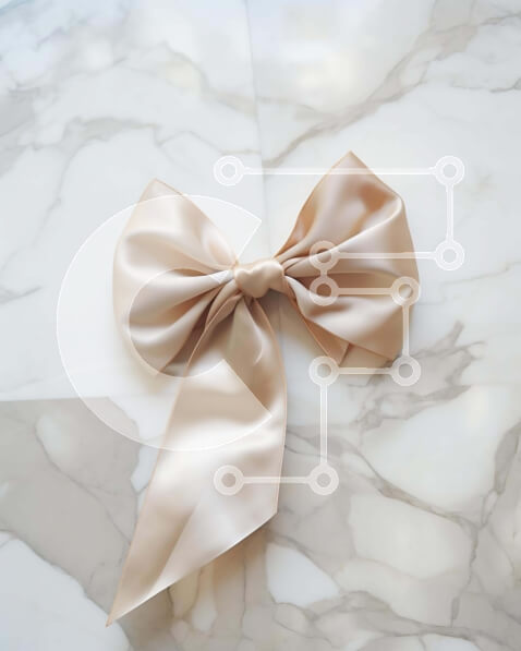 Intra Συλλεκτικό Ξύλινο Παζλ Plywood  4mm - Μπεζ σατέν φιόγκος σε κομψό μαρμάρινο τραπέζι Σε Ξύλινο Κουτί - Διαστάσεις Puzzle: 10x10 cm – 25 κομμάτια