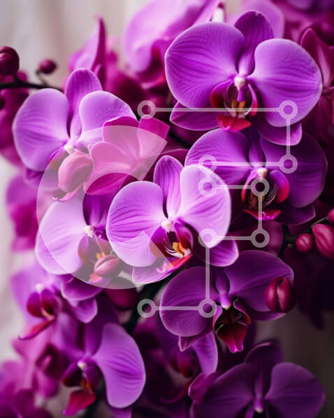 Intra Συλλεκτικό Ξύλινο Παζλ Plywood  4mm - Μπουκέτο με μωβ λουλούδια ορχιδέας σε πλήρη άνθιση Σε Ξύλινο Κουτί - Διαστάσεις: 10x10 cm – 25 κομμάτια