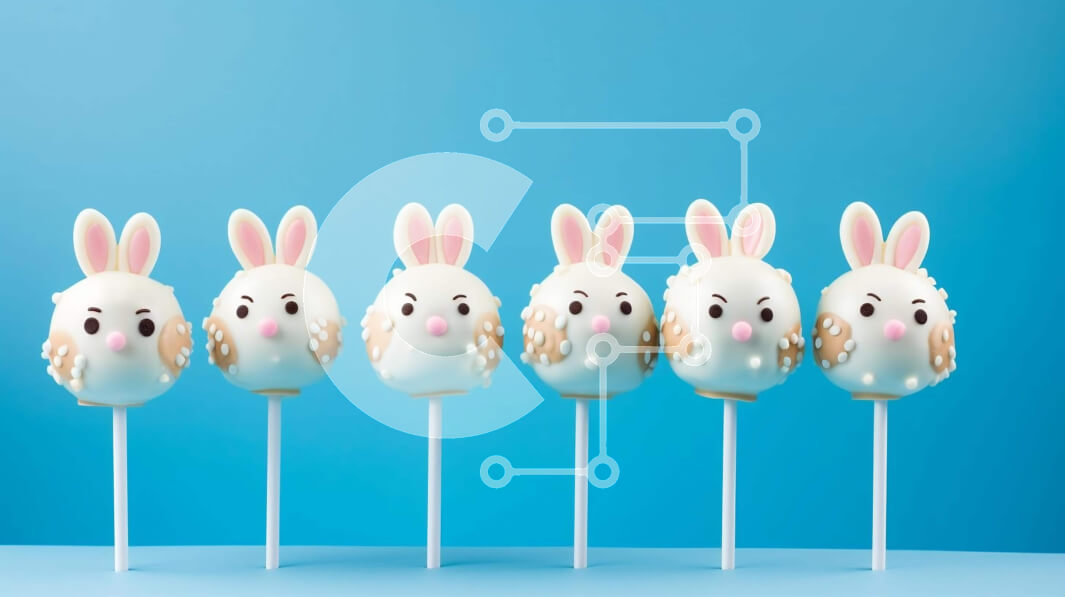 Σετ των 2 Intra Συλλεκτικό Ξύλινο Παζλ Plywood  4mm - Πασχαλινό κέικ λαγουδάκι σκάει σε μπλε φόντο Σε Ξύλινο Κουτί - Διαστάσεις: 10x10 cm – 25 κομμάτια