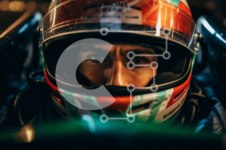 Intra Συλλεκτικό Ξύλινο Παζλ Plywood  4mm - Άνδρας που οδηγεί αυτοκίνητο με αγωνιστικό κράνος Σε Ξύλινο Κουτί - Διαστάσεις Puzzle: 10x10 cm – 25 κομμάτια