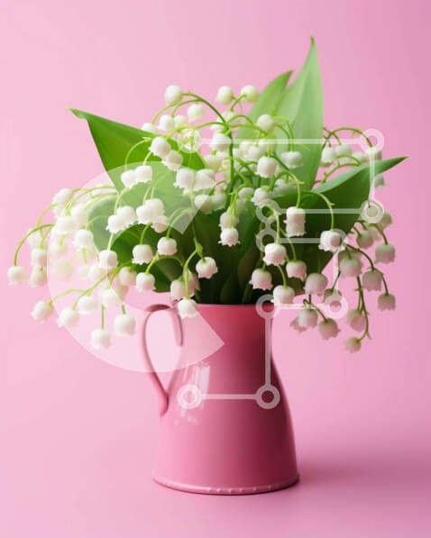 Intra Συλλεκτικό Ξύλινο Παζλ Plywood  4mm - Ροζ βάζο με λουλούδια κρίνου της κοιλάδας Σε Ξύλινο Κουτί - Διαστάσεις Puzzle: 10x10 cm – 25 κομμάτια