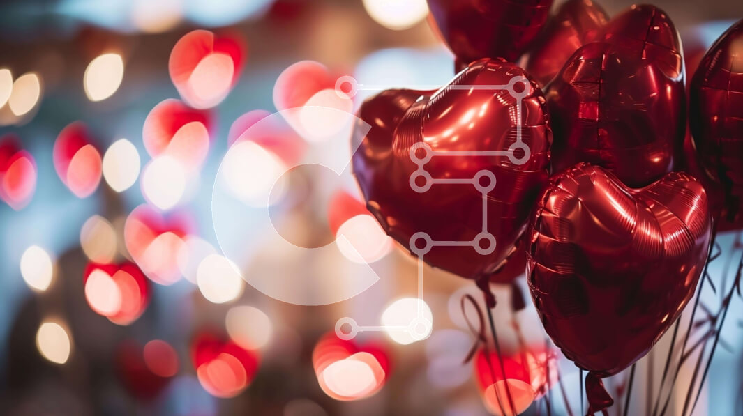 Intra Συλλεκτικό Ξύλινο Παζλ Plywood  4mm - Κόκκινα μπαλόνια σε σχήμα καρδιάς για την ημέρα του Αγίου Βαλεντίνου ή για ειδικές περιστάσεις Σε Ξύλινο Κουτί - Διαστάσεις: 10x10 cm – 25 κομμάτια