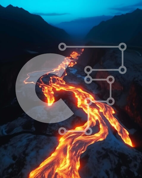 Intra Συλλεκτικό Ξύλινο Παζλ Plywood  4mm - Ποταμός της λάβας τη νύχτα Σε Ξύλινο Κουτί - Διαστάσεις: 10x10 cm – 25 κομμάτια