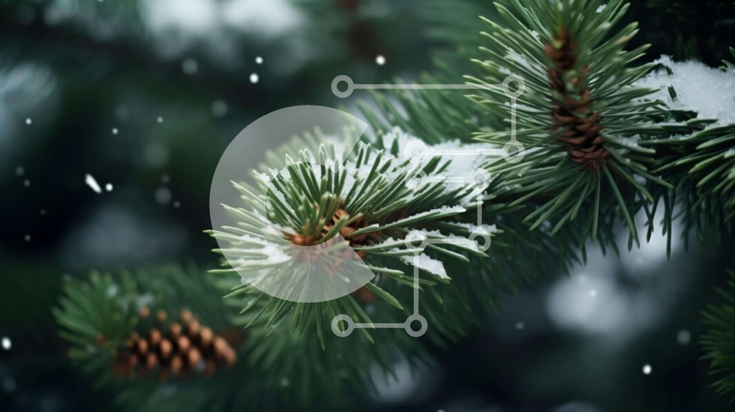 Intra Συλλεκτικό Ξύλινο Παζλ Plywood  4mm - Χειμερινός κλάδος πεύκου με χιόνι που πέφτει Σε Ξύλινο Κουτί - Διαστάσεις: 10x10 cm – 25 κομμάτια