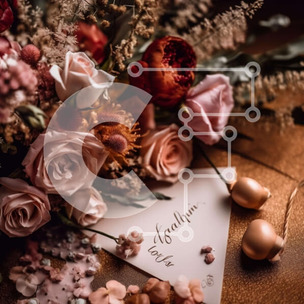 Σετ των 2 Intra Συλλεκτικό Ξύλινο Παζλ Plywood  4mm - Όμορφο μπουκέτο με ροζ και ροδακινί τριαντάφυλλα με καφέ σπάγγο και σημείωμα για την Ημέρα του Αγίου Βαλεντίνου Σε Ξύλινο Κουτί - Διαστάσεις: 10x10 cm – 25 κομμάτια