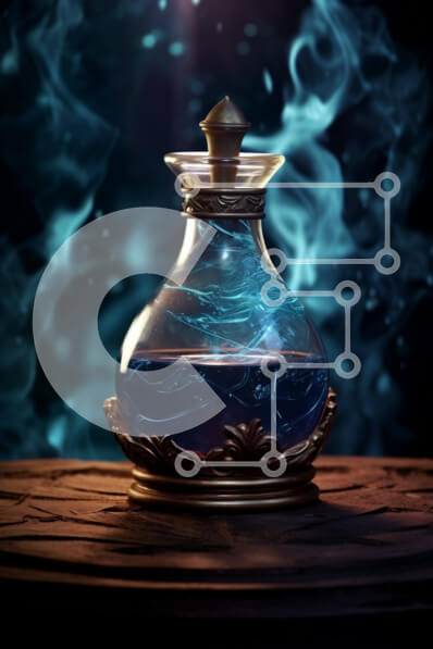 Intra Συλλεκτικό Ξύλινο Παζλ Plywood  4mm - Μυστηριώδες και σαγηνευτικό μπλε υγρό σε γυάλινο μπουκάλι Σε Ξύλινο Κουτί - Διαστάσεις: 10x10 cm – 25 κομμάτια