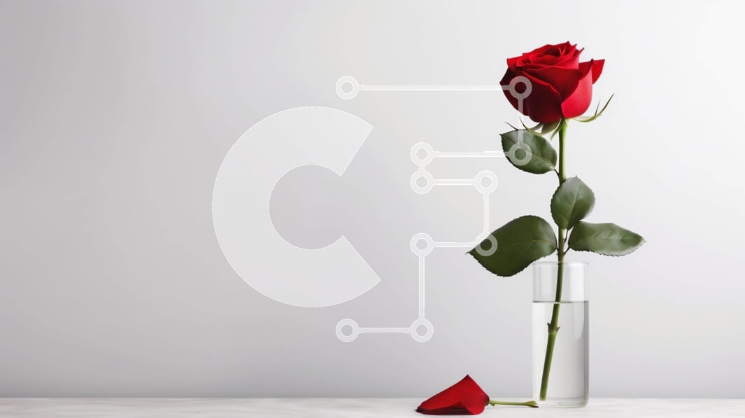 Intra Συλλεκτικό Ξύλινο Παζλ Plywood  4mm - Κόκκινο τριαντάφυλλο σε γυάλινο βάζο σε λευκό τραπέζι Σε Ξύλινο Κουτί - Διαστάσεις: 10x10 cm – 25 κομμάτια