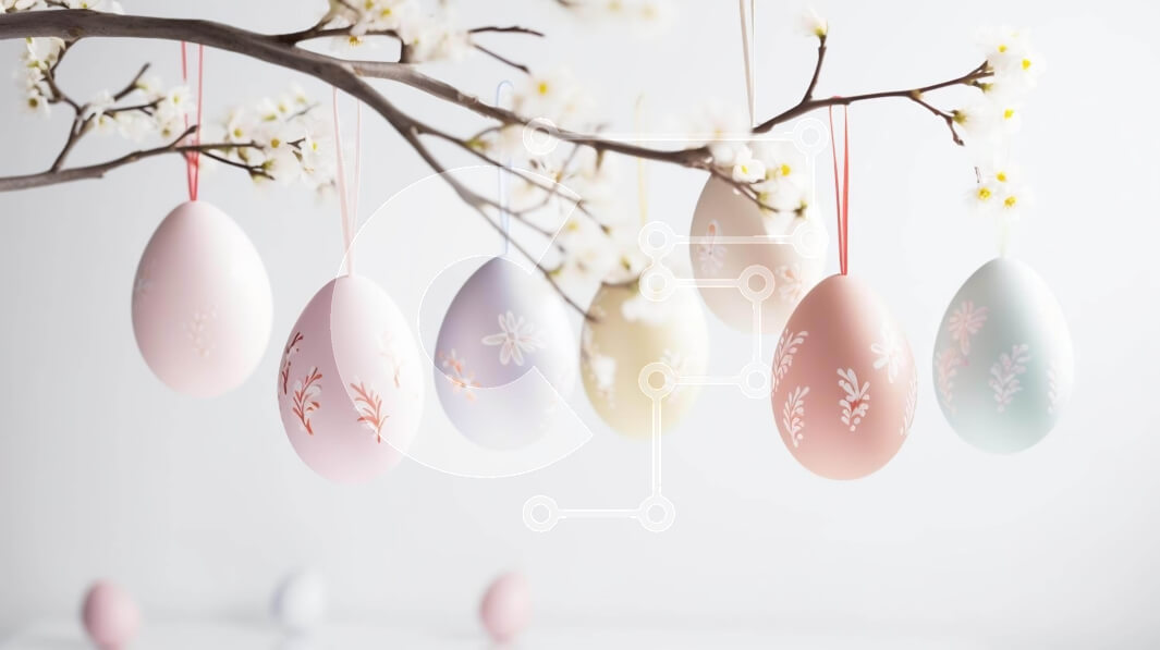 Intra Συλλεκτικό Ξύλινο Παζλ Plywood  4mm - Πολύχρωμα Πασχαλινά αυγά που κρέμονται από κλαδί δέντρου με λευκά λουλούδια Σε Ξύλινο Κουτί - Διαστάσεις: 10x10 cm – 25 κομμάτια