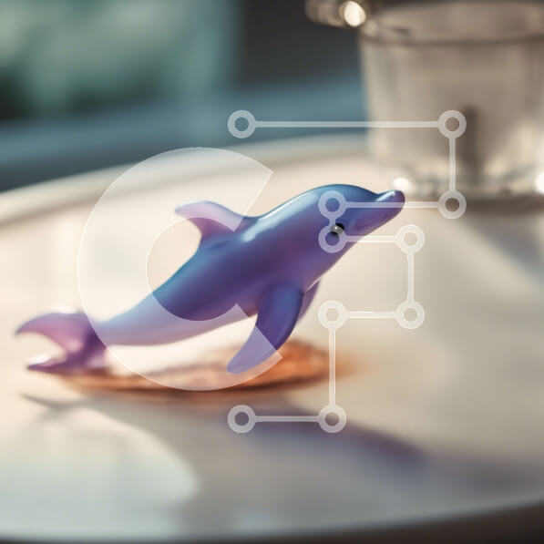 Intra Συλλεκτικό Ξύλινο Παζλ Plywood  4mm - Παιχνίδι Purple Dolphin στο τραπέζι Σε Ξύλινο Κουτί - Διαστάσεις: 10x10 cm – 25 κομμάτια