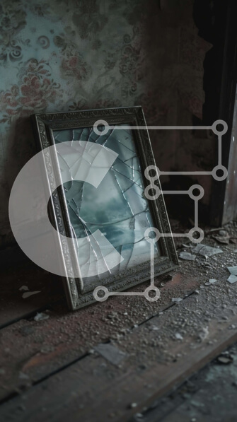 Intra Συλλεκτικό Ξύλινο Παζλ Plywood  4mm - Σπασμένο γυάλινο πλαίσιο σε εγκαταλελειμμένο δωμάτιο Σε Ξύλινο Κουτί - Διαστάσεις Puzzle: 10x10 cm – 25 κομμάτια