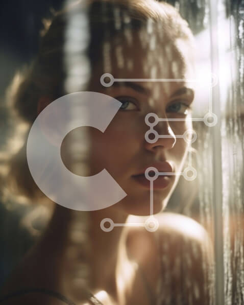 Intra Συλλεκτικό Ξύλινο Παζλ Plywood  4mm - Όμορφη ξανθιά γυναίκα με εσώρουχα σε αιθέρια σκηνή ντους Σε Ξύλινο Κουτί - Διαστάσεις Puzzle: 10x10 cm – 25 κομμάτια